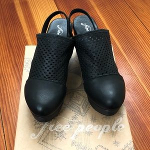 Free People Black Leather Clogs